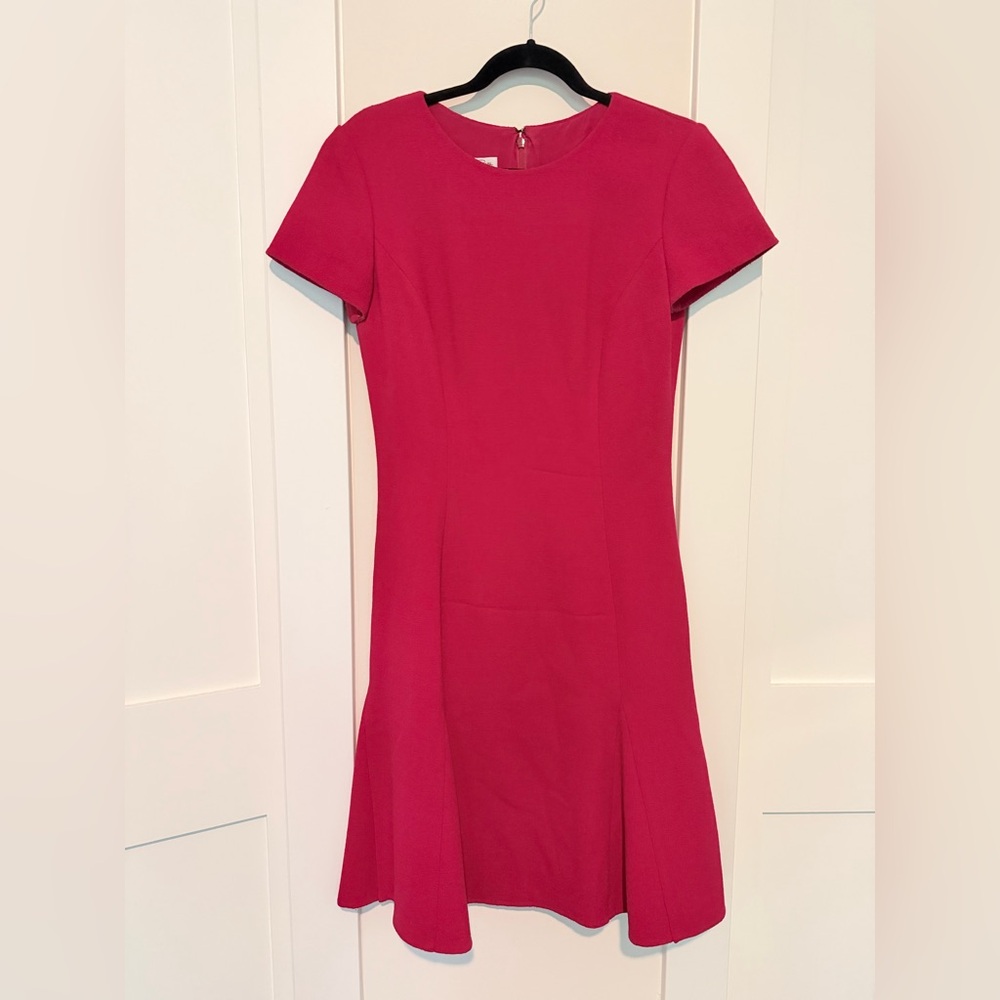 OSCAR DE LA RENTA Modern Fuchsia Pink Wool Blend Dress Sz 6 MSRP: $2950 Cocktail